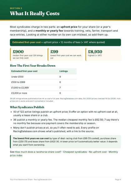 Inside the guide: What It Really Costs page